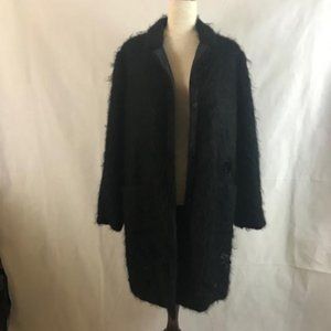 EUC Fendi Mohair Black Coat with Floral Appliqués